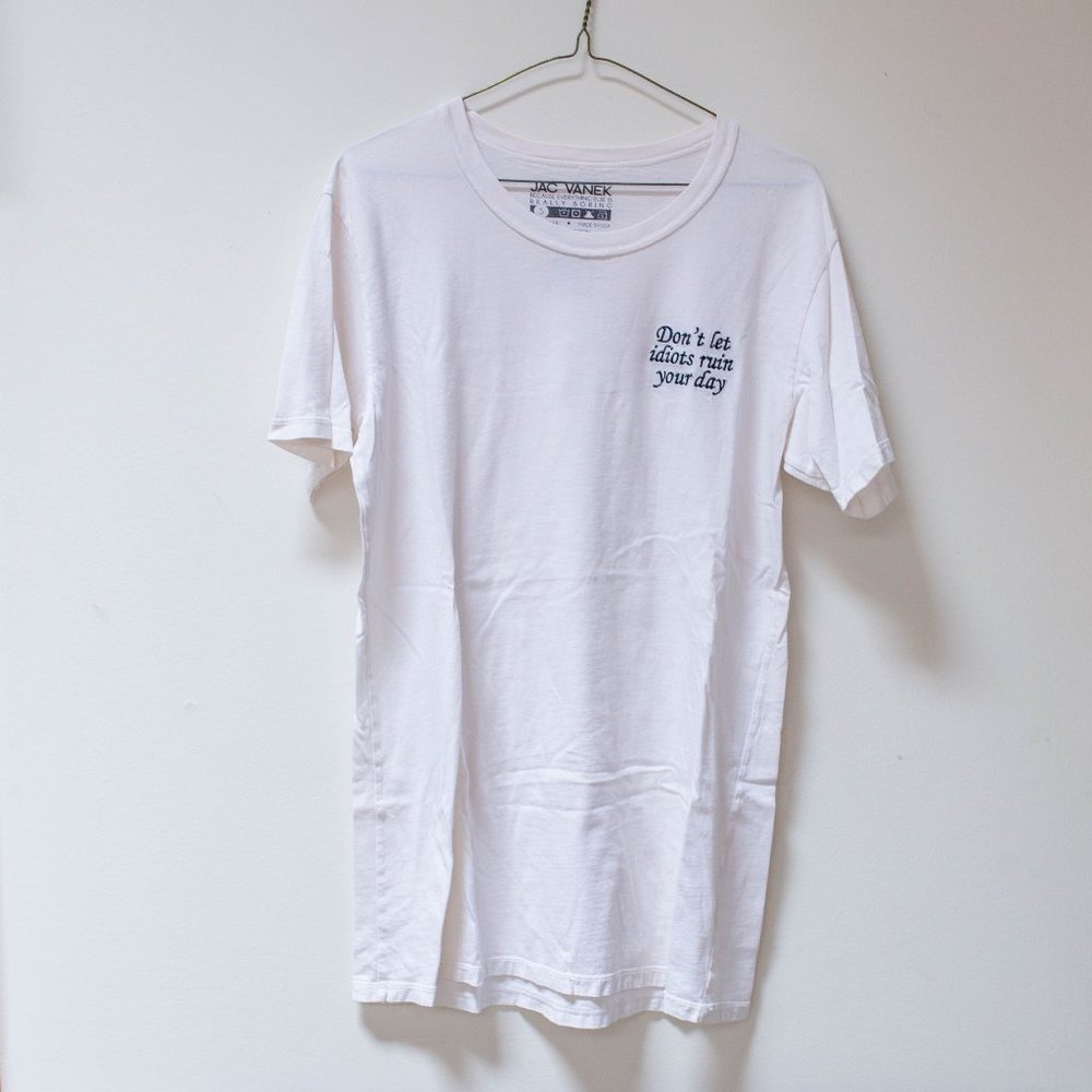 Jac Vanek Idiots Embroidered Tee